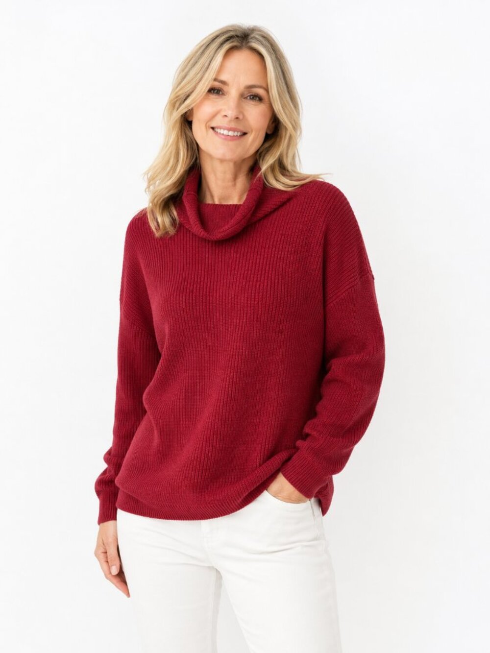 Funnel Neck Cotton Sweater